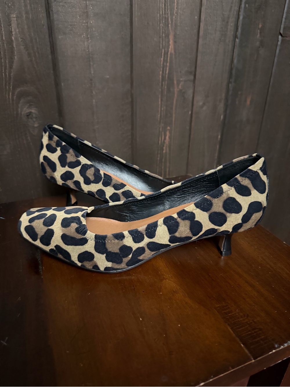 VNTG Donald J Pliner Cheetah Print Square Toe Heels Shoes Pumps Seana5 Sz 9M NEW